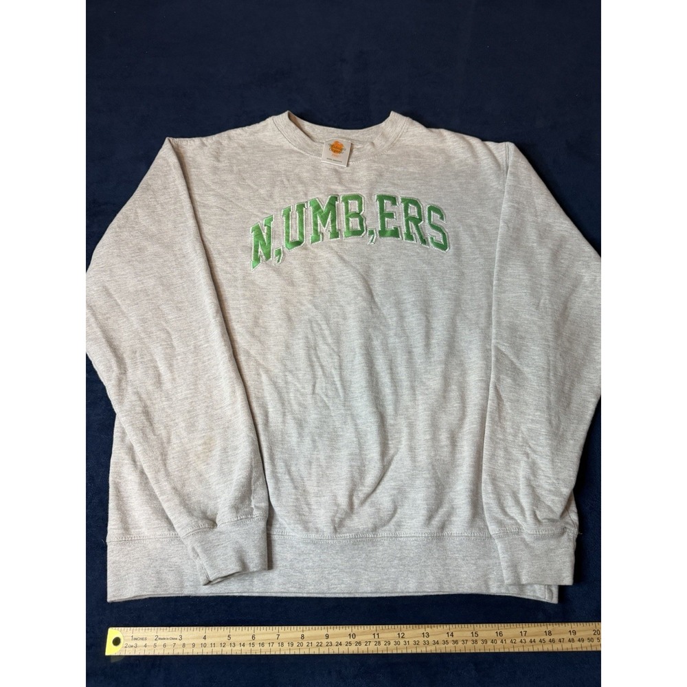 Midnight Organic Numbers Crewneck Sweatshirt Mens Medium Gray Pullover